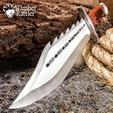 Timber Rattler Sinful Spiked Bowie Knife With Nylon Sheath - Spiked Back Blade, Ergonomic ...