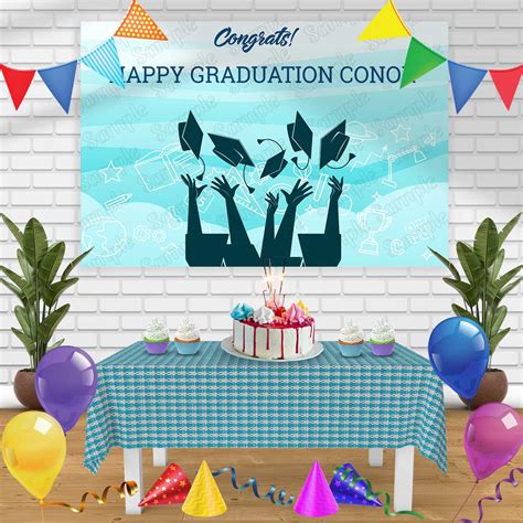 Graduation Birthday Banner Personalized Party Backdrop Decoration ...