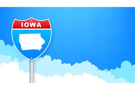 Iowa Map on Road Sign. Graphic by DG-Studio · Creative Fabrica