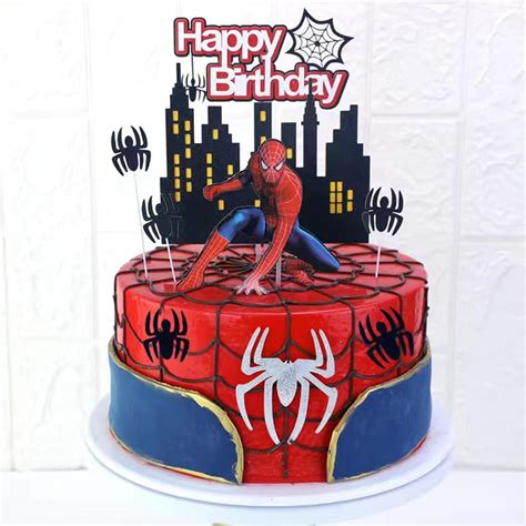 Buy Spiderman Happy Birthday Cake Toppers, Spiderman Cake Decorations ...