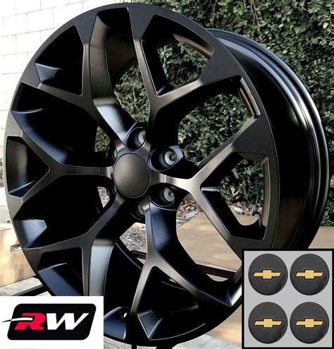 20 inch Chevy Silverado 1500 OE Replica Snowflake Wheels Satin Black ...