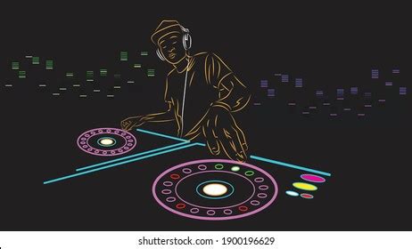 Dj Neon Light Wallpaper Line Art Stock Vector (Royalty Free) 1900196629 | Shutterstock