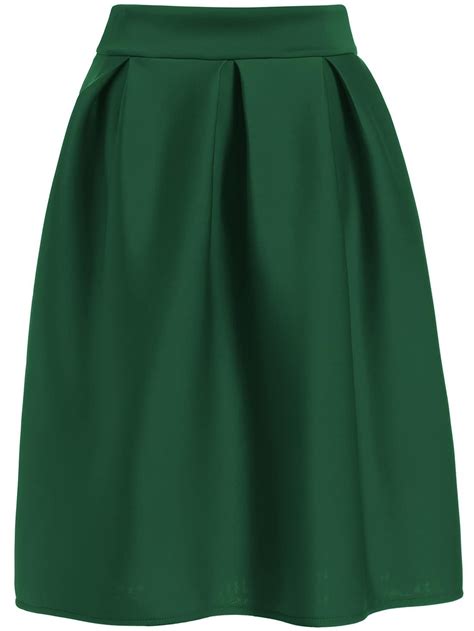 Bow Flare Green Skirt -SheIn(Sheinside)