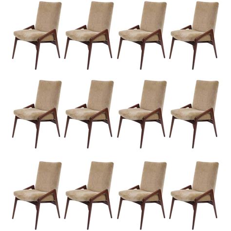 Set of 12 Mid-Century Modern Upholstered Dining Chairs at 1stDibs