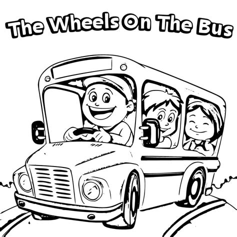 The Wheel on the Bus coloring pages - ColoringLib