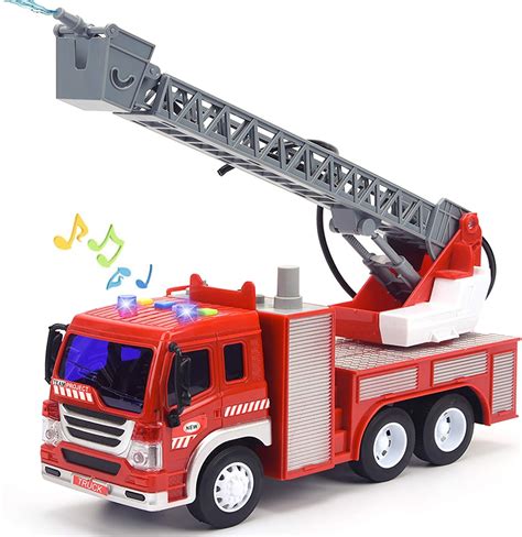 Buy Fire Truck Toy with Lights and Sounds, 10.5 Friction Powered Car ...