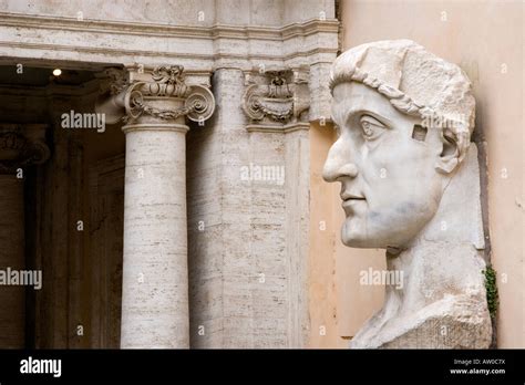 Remains of statue of Emperor Constantine II at courtyard of Palazzo dei ...