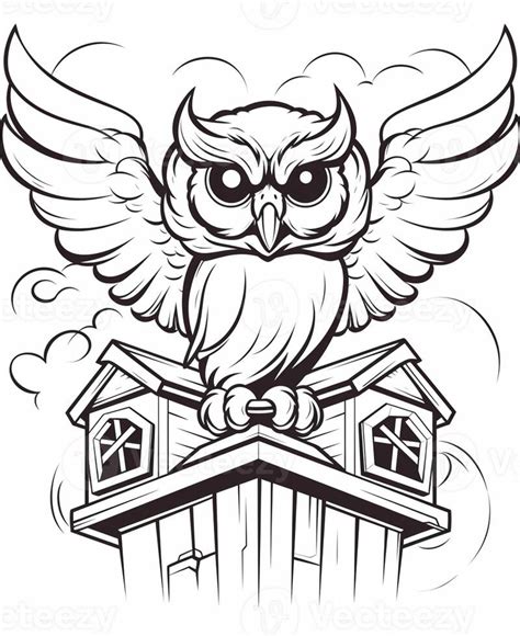 an owl sitting on top of a house with wings. generative ai. 28424243 Stock Photo at Vecteezy