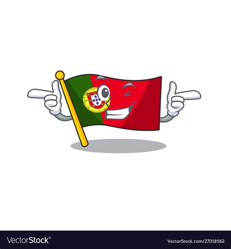 Wink portugal flag folded on cartoon table Vector Image