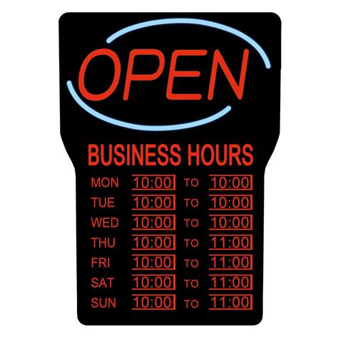 Royal Sovereign 15 in. x 24 in. LED Open Sign with Business Hours-RSB ...