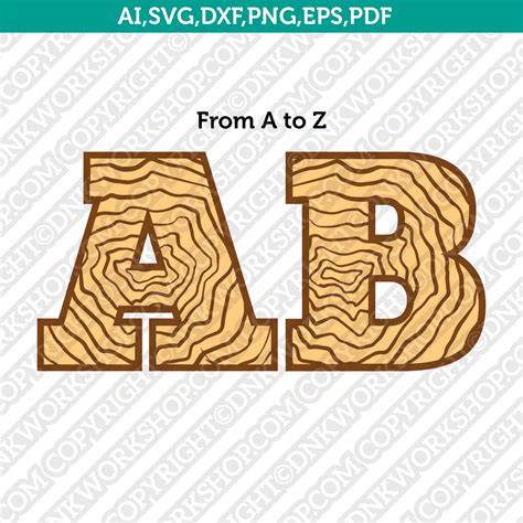 Wood Letters Fonts Alphabet SVG Vector Silhouette Cameo Cricut Cut File – DNKWorkshop