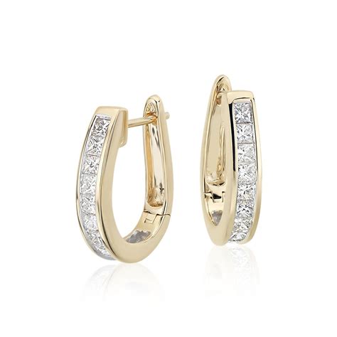 Princess-Cut Hoop Diamond Earrings in 18k Yellow Gold (1 1/2 ct. tw.) | Blue Nile