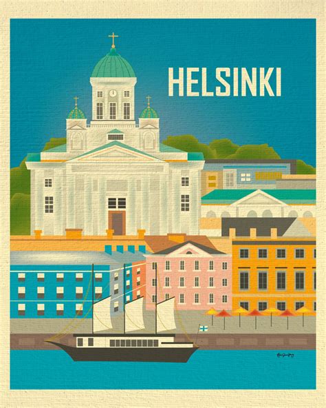 ARTIST INSPIRATION: This is a vertical print of Helsinki,Finland. This scene of the harbor is ...