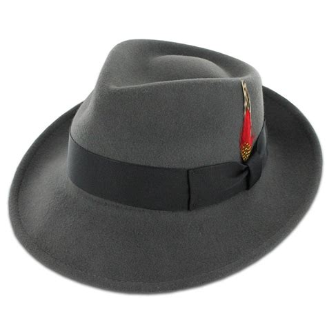 Belfry Gangster 100% Wool Stain-Resistant Crushable Dress Fedora in Black-Grey- Navy- Chocolate ...