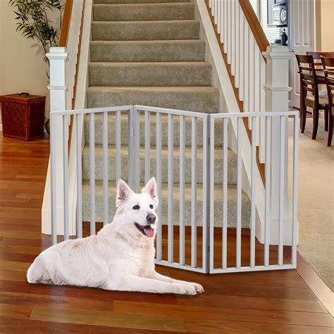 32"H Freestanding Wooden Pet Gate, 3 Panel, White - Walmart.com ...