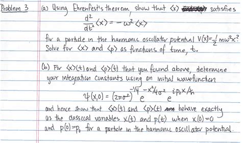 Solved Using Ehrenfest's theorem show that satisfies | Chegg.com