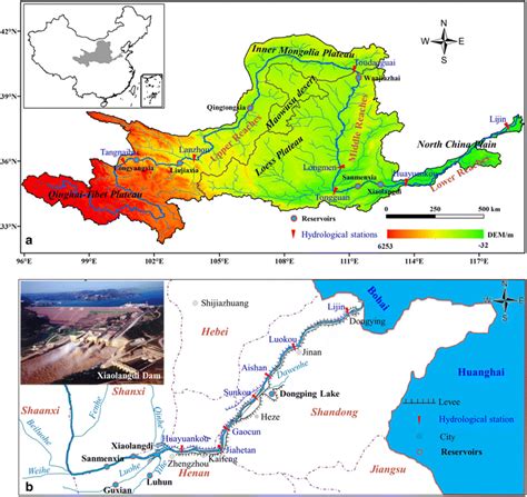 Maps of the Yellow River drainage basin: a overall basin and b detailed... | Download Scientific ...