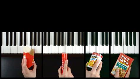 Famous Commercial Jingles Performed on a Piano Using Brand Packaging and Products Relating to ...