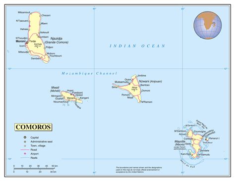 Large detailed political map of Comoros with roads, cities and airports | Comoros | Africa ...