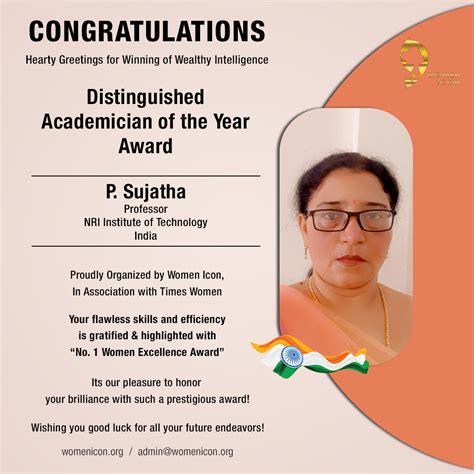 P. Sujatha has bagged Distinguished Academician of the Year Award