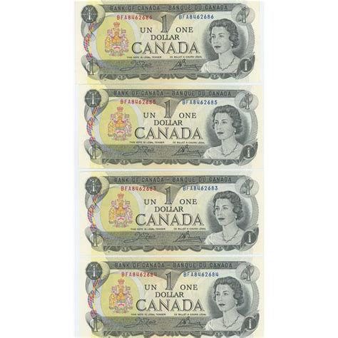 4 1973 Canadian 1 Dollar Bills in sequence 83-86 - Schmalz Auctions