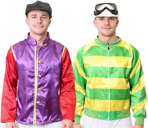 JOCKEY COSTUME 2 PIECE SET MENS HORSE RACING FANCY DRESS ADULT JACKET AND CAP-in Holidays ...