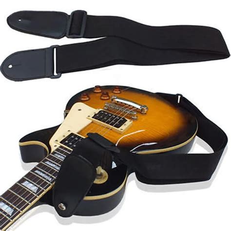 Adjustable 75 120cm Electric Acoustic Bass Guitar Strap PU Leather + Nylon Multifunction Black ...