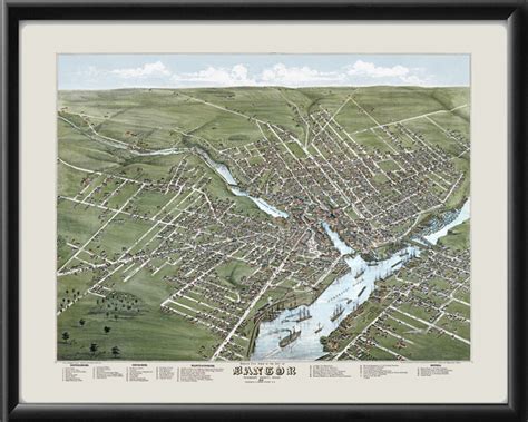 Bangor ME 1875 Restored Map | Vintage City Maps