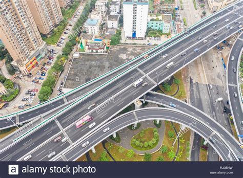 Highway interchange aerial Stock Photo - Alamy