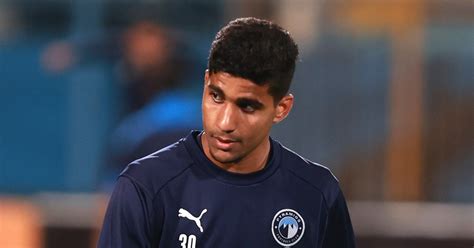 Ibrahim Adel warms up for Pyramids ahead of their CAF Champions Cup match against Maniema Union ...