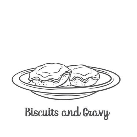 Premium Vector | Biscuits and gravy outline icon. drawn american biscuits covered with thick ...