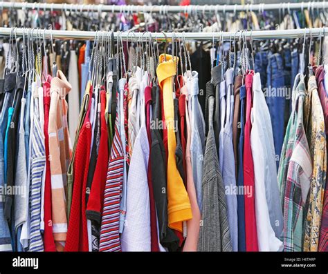 clothes at the flea market Stock Photo - Alamy