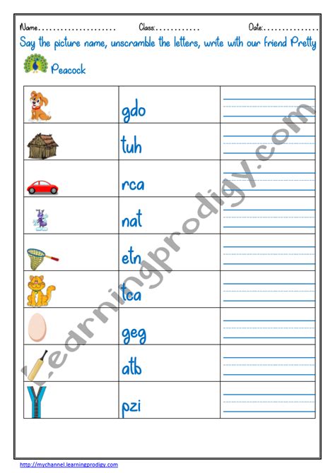 English Unscramble the Words - LearningProdigy