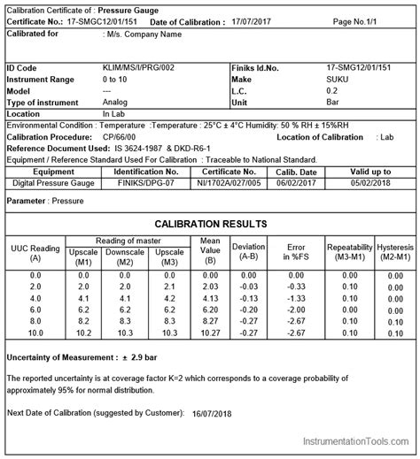 Pressure Gauge Calibration Procedure - InstrumentationTools