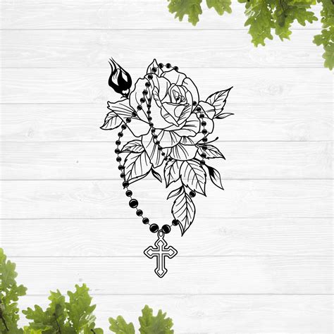 Rose And Rosary Skeleton Hands Svg, Hand Religious Svg, Rose And Rosary ...