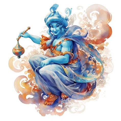 watercolor detailed intricate Aladdin genie clipart awesome - Clip Art ...