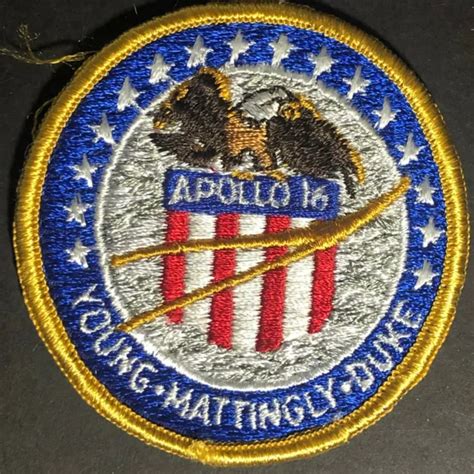 VINTAGE NASA APOLLO XVI 16 Young Mattingly Duke Embroidered Patch Eagle Flag $12.99 - PicClick