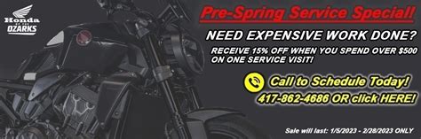 Honda Motorcycle, ATV & Sportbike Service Specials Springfield, Missouri | Scooters, Tillers ...