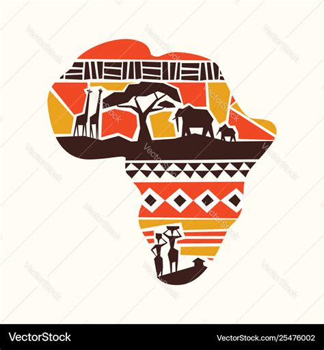 Africa continent tribal art map concept Royalty Free Vector