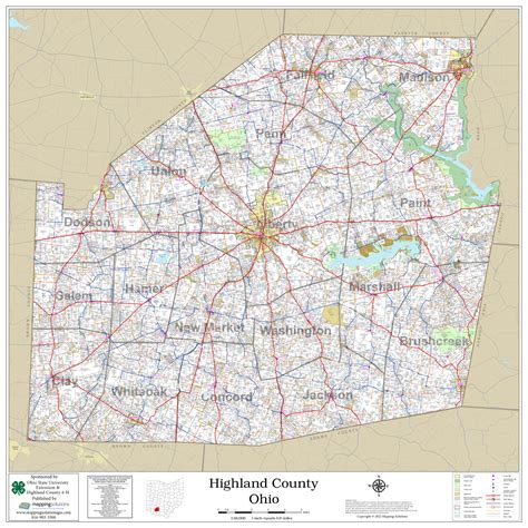 Highland County Ohio 2022 Wall Map | Mapping Solutions