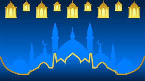 Ramadan background with lantern and star crescent for islamic design. Shiny blue background ...