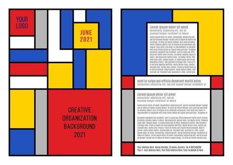 Tribute to Mondrian, A4 cover design for brochure, flyer, notebook, annual report. Vector layout ...