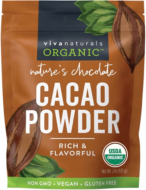 Organic Unsweetened Cacao Powder 907g - Rich Dark Chocolate Flavor for Baking & Smoothies | Non ...