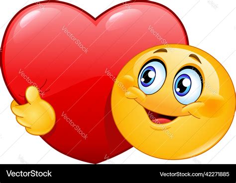 Hugging big heart emoticon Royalty Free Vector Image