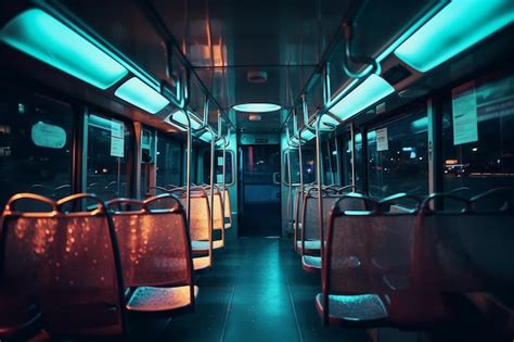 Premium Photo | Empty bus interior at night