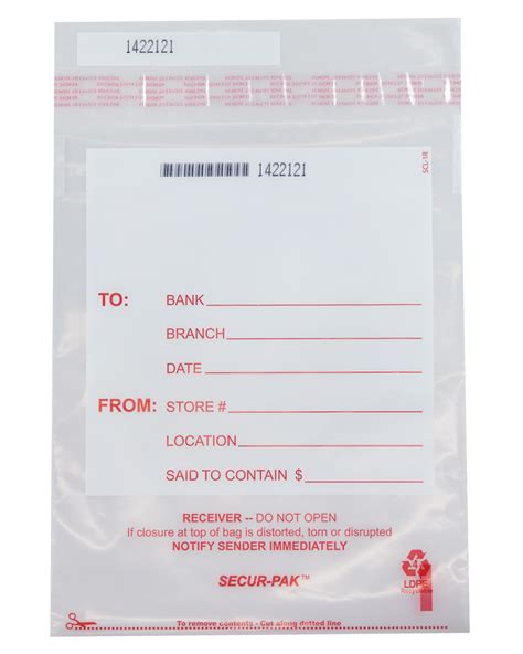 Plastic Bank Deposit Bags 9 x 12 Secur-Pak