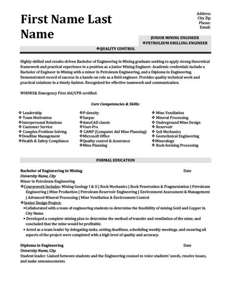 Petroleum Drilling Engineer Resume Template | Premium Resume Samples ...