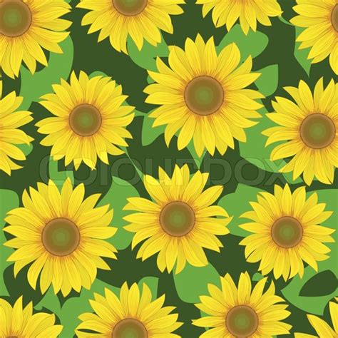 Sunflower flower seamless background | Stock vector | Colourbox