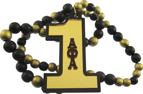 Alpha Phi Alpha Line #1 Mirror Wood Color Bead Tiki Necklace [Black ...