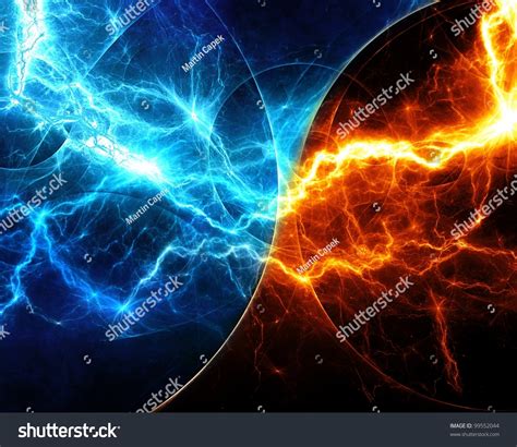 Fire Ice Abstract Lightning Design Stock Illustration 99552044